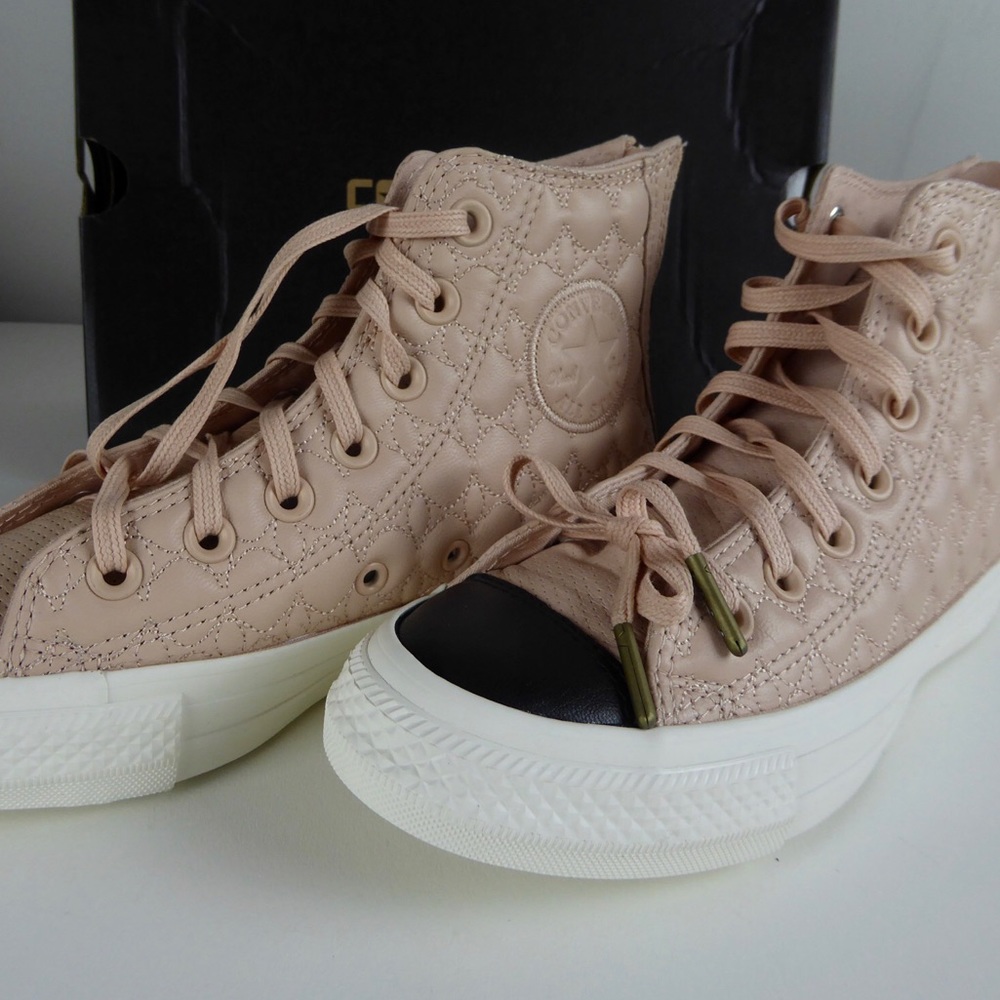 Converse Quilted Leather Hi Tops Back Zipper NIB